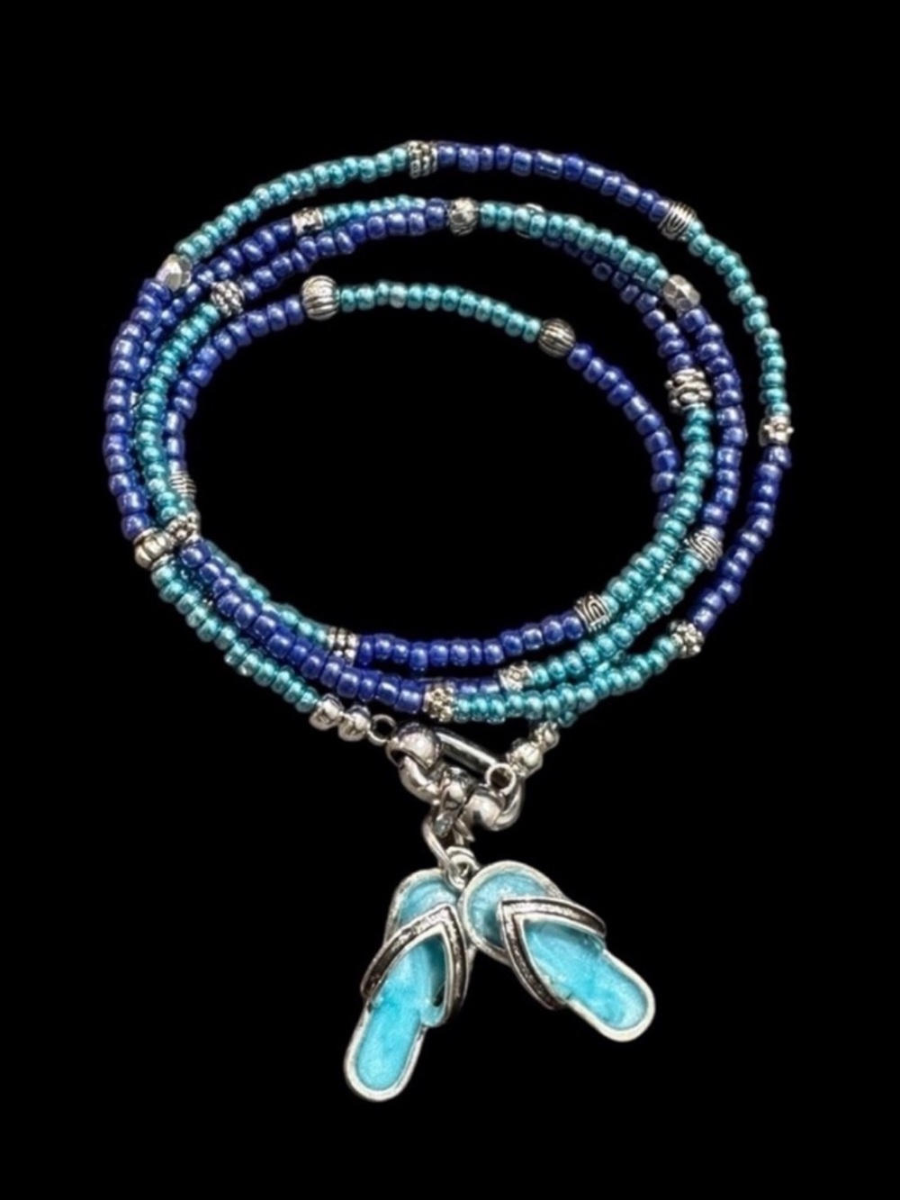 Long Beaded Necklace with Sandals.